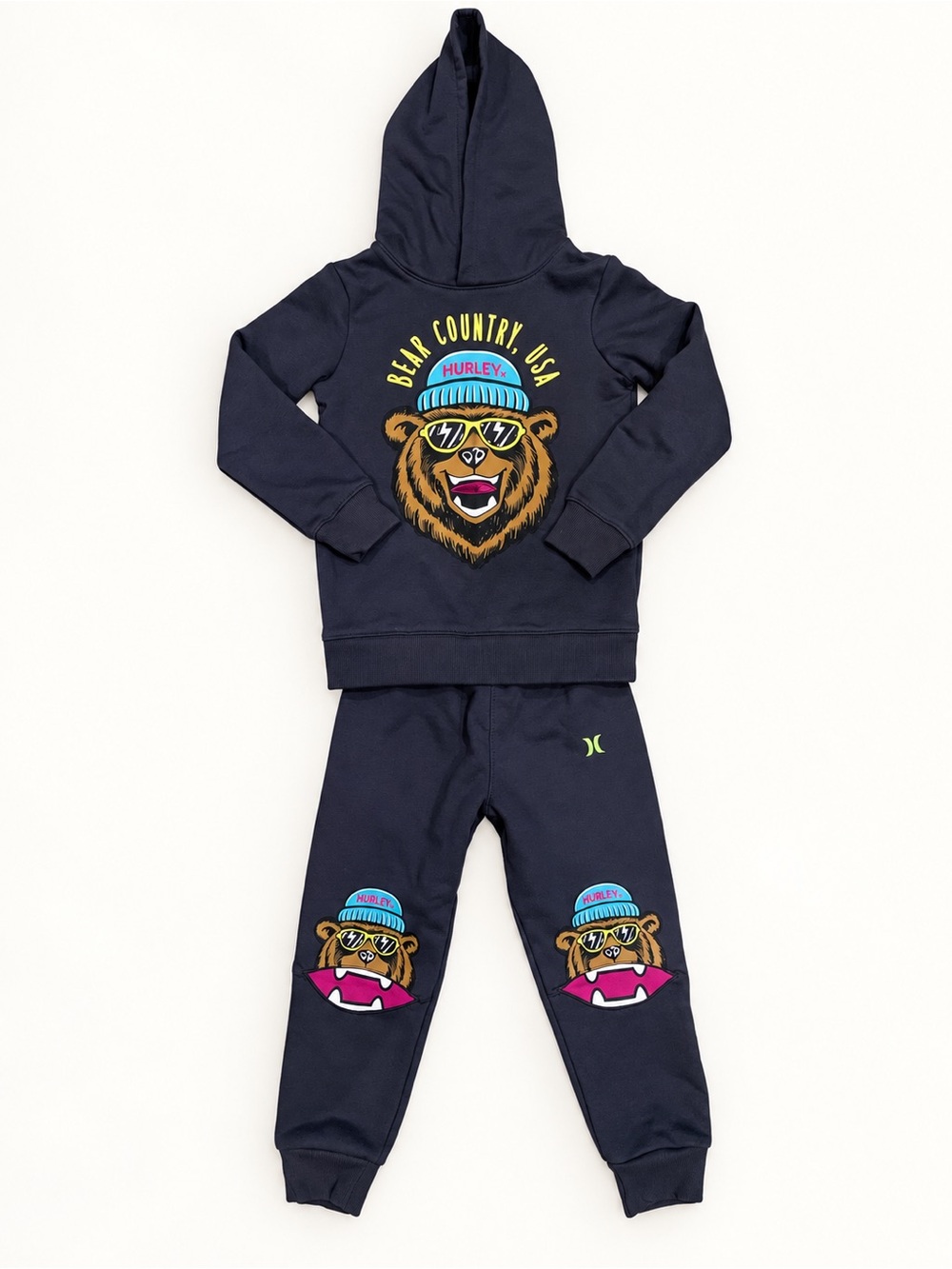 Hurley Boys Size 5 Bear Country Hoodie & Jogger Pants Set Navy